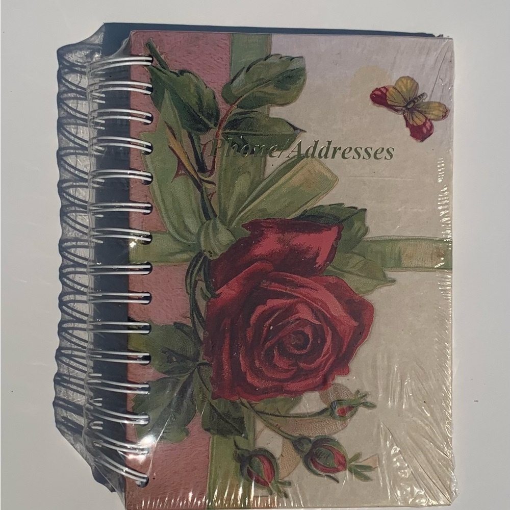 Floral Address Book with Red Rose Design